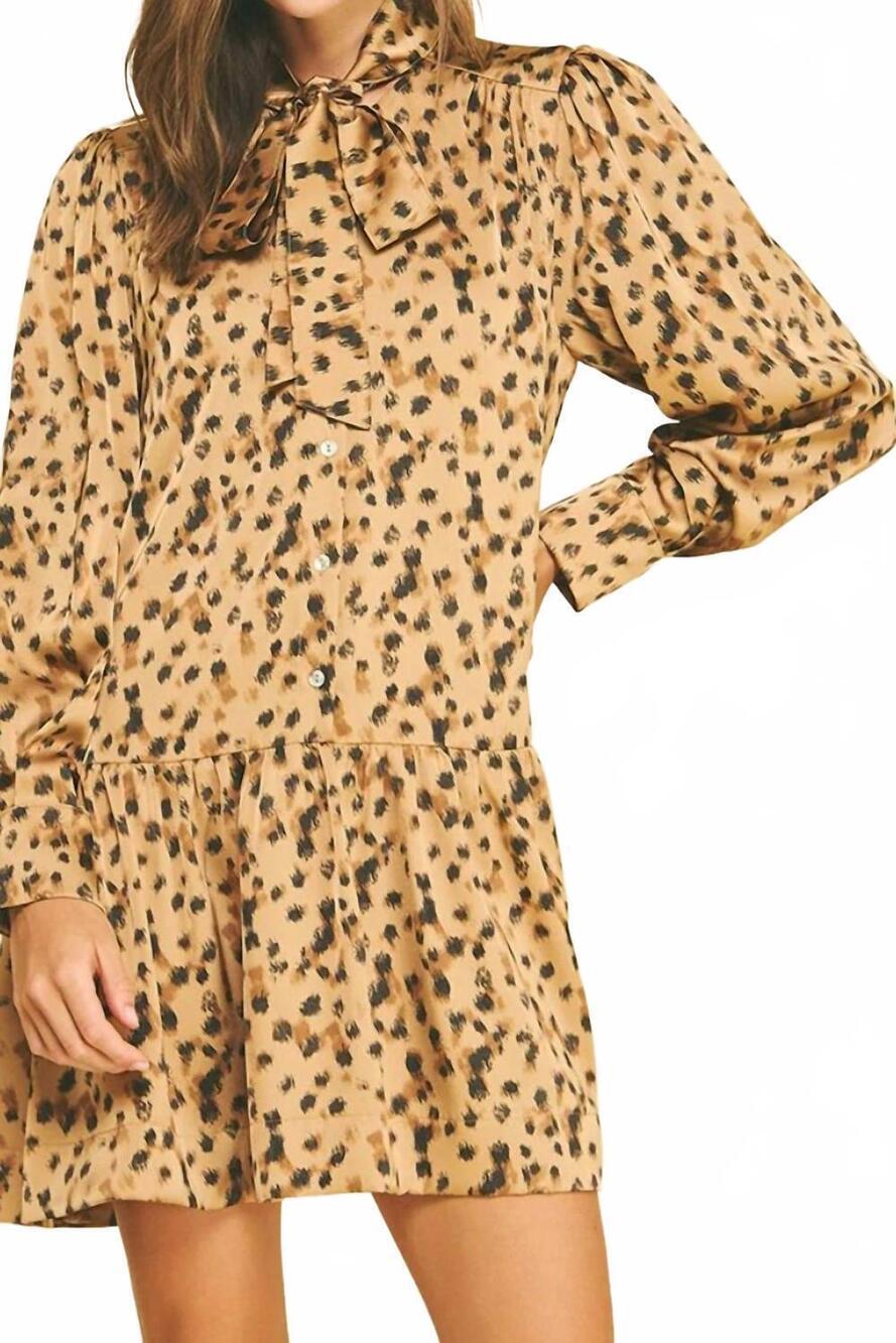 NEW PINCH leopard mini dress in brown
